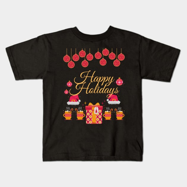 Holidays Greeting Presents and Eggnog Kids T-Shirt by Dream-Panda